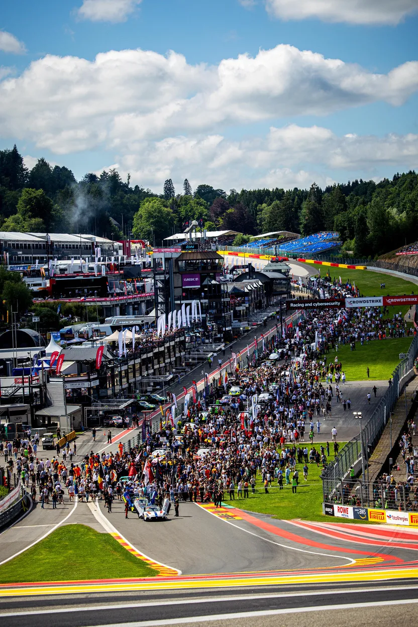 Crowds on the grid walk before a 24-hour race at Spa-Francorchamps
